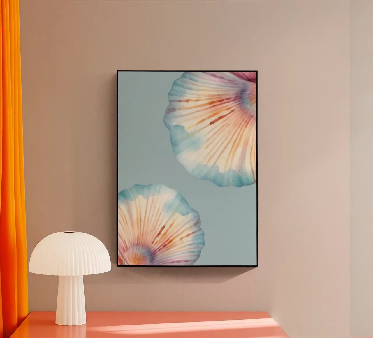 Pastell Jakobsmuschel Aquarell - Küstenkunst, Mermaidcore D Acryl-Glas von ClubArt