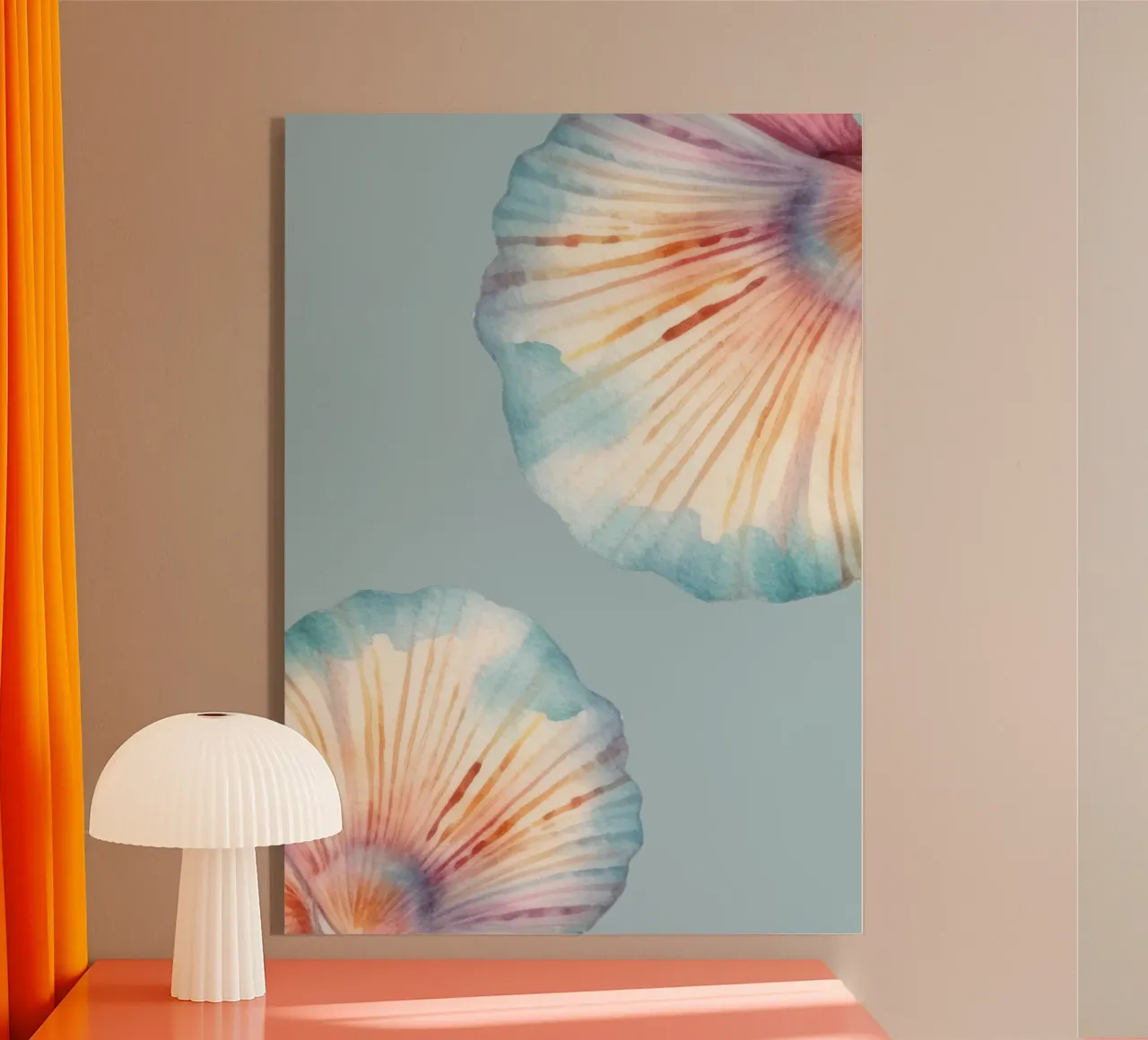 Pastell Jakobsmuschel Aquarell - Küstenkunst, Mermaidcore D Acryl-Glas von ClubArt