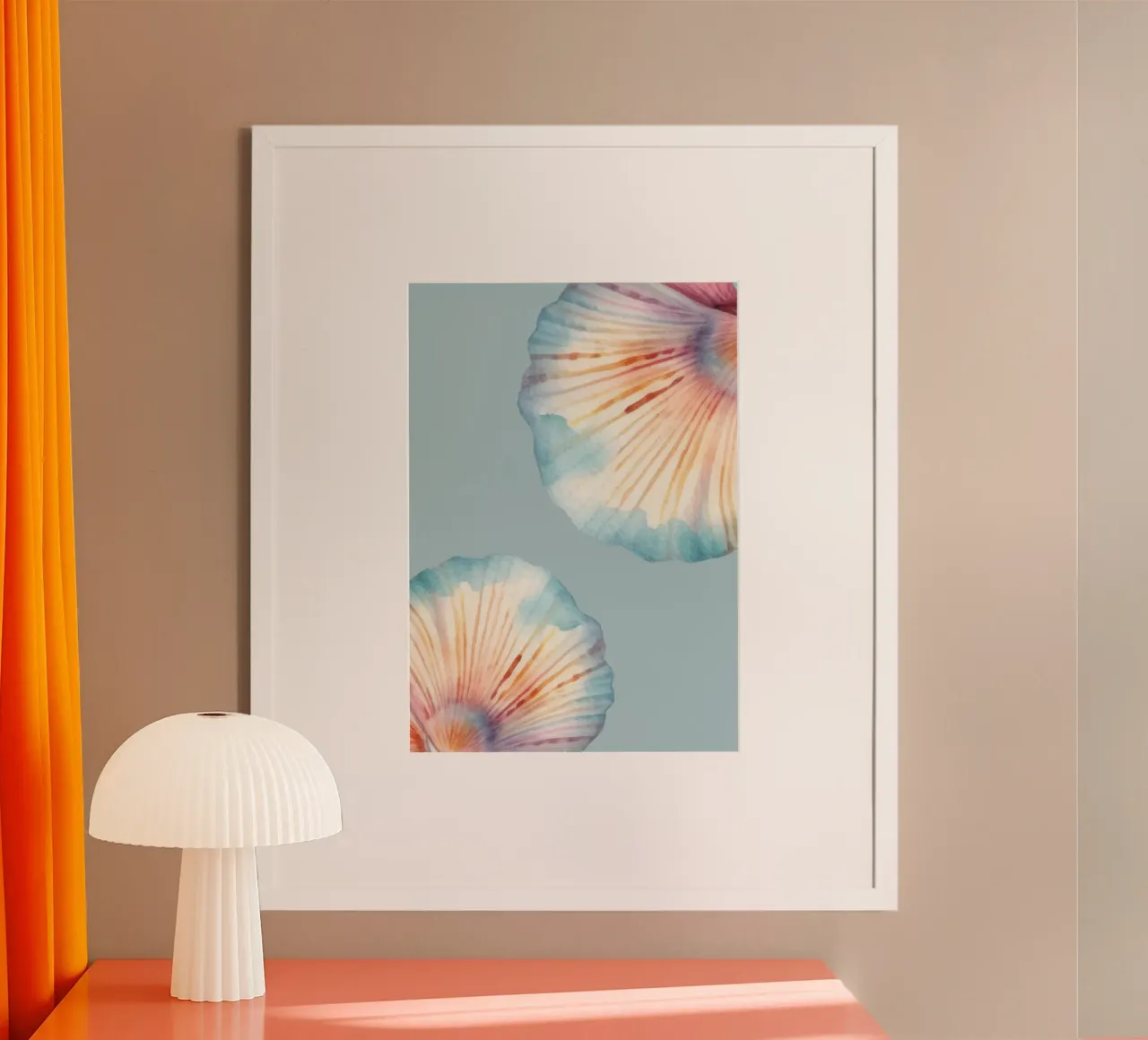 Pastel Schelp Aquarel - Kustkunst, Zeemeermin D poster van ClubArt