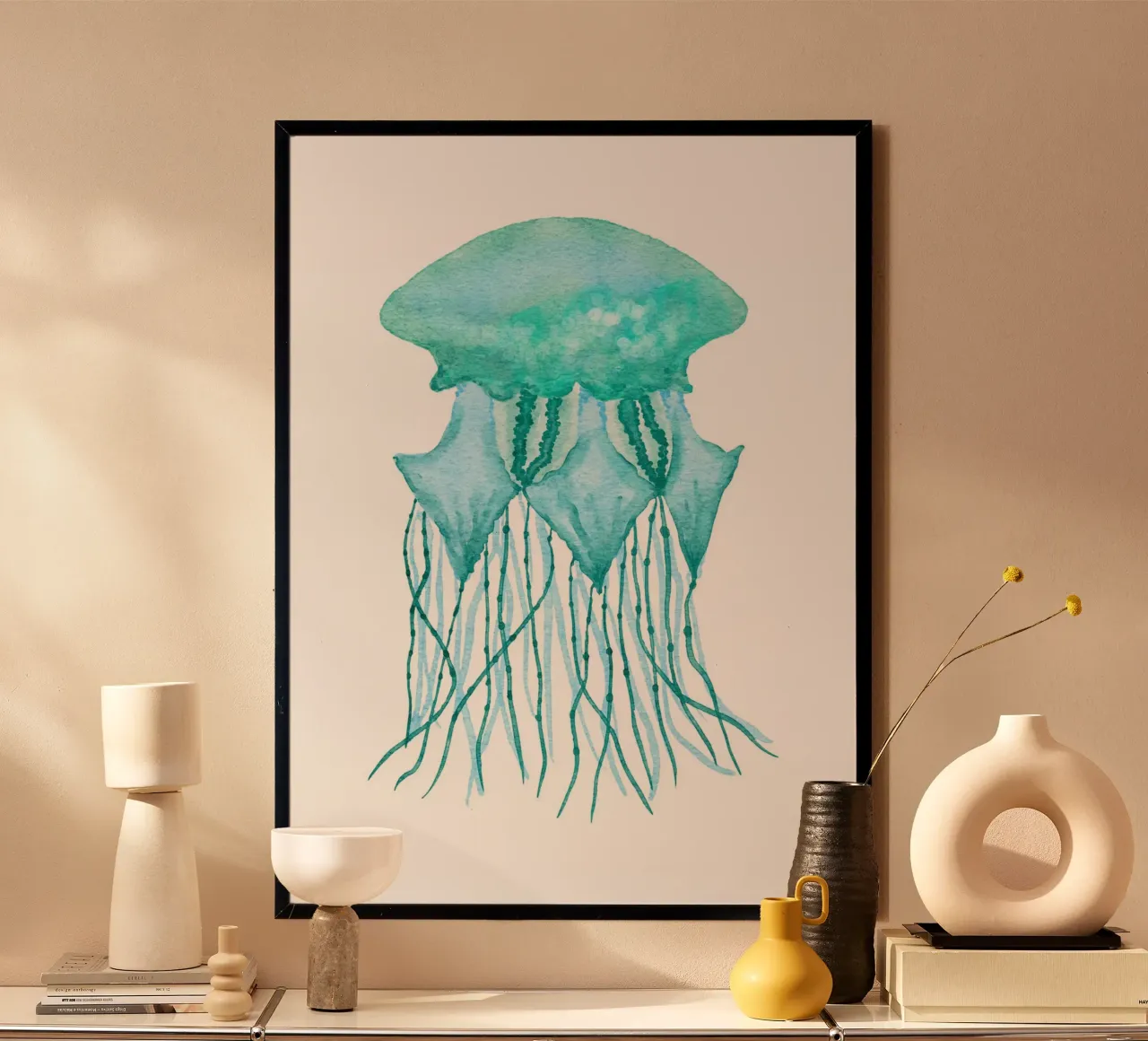 Aqua Jellyfish Watercolor Art - Ocean Life, Coastal Decor poster by ClubArt