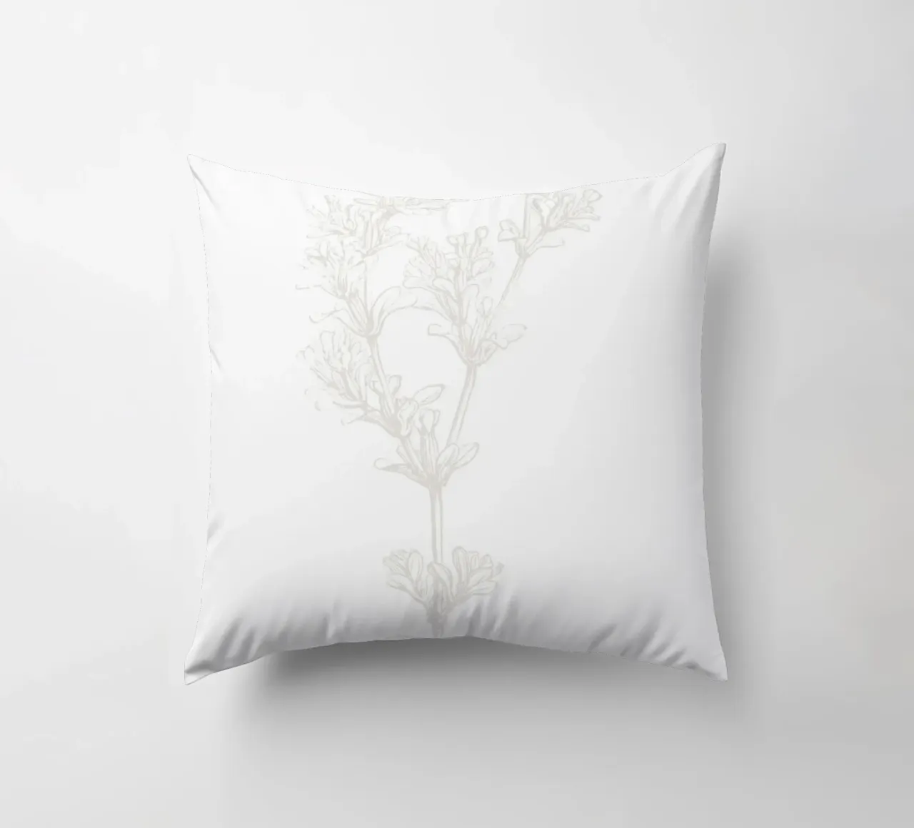 Subtle Botanical Line Art - Minimalist Floral Print, Aesthet coussin de ClubArt