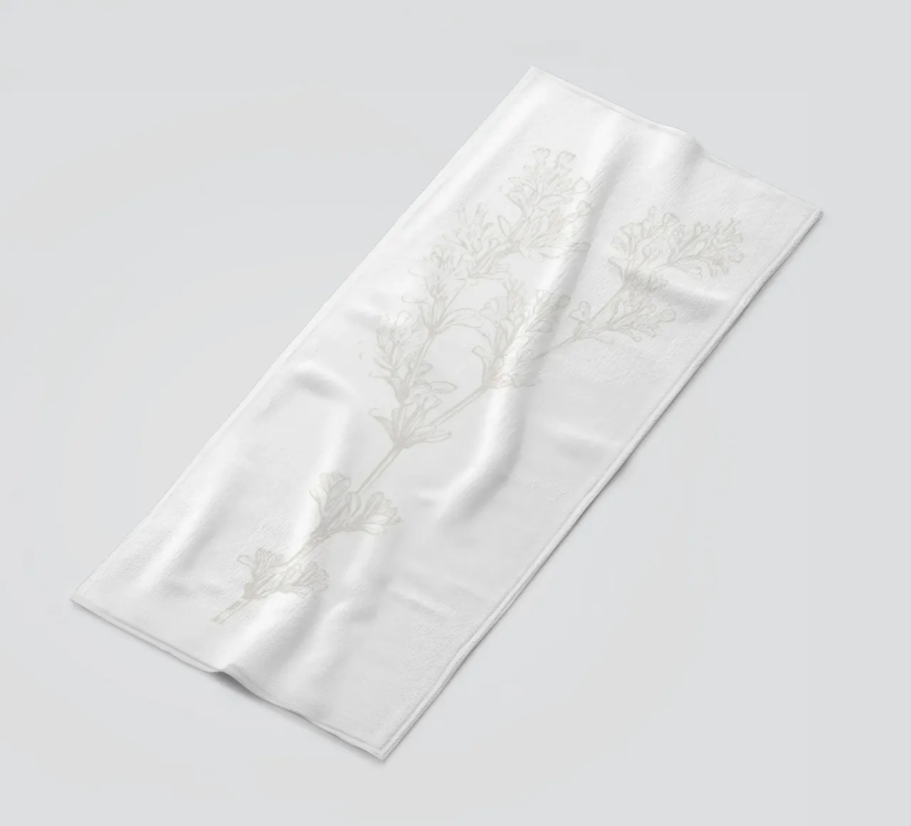 Subtle Botanical Line Art - Minimalist Floral Print, Aesthet beach towel by ClubArt