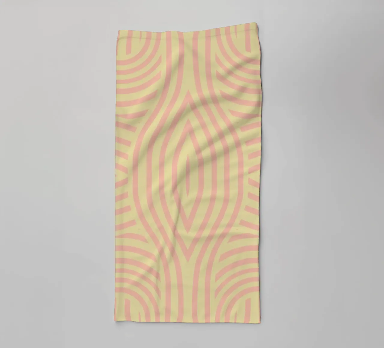 Symmetrical yellow and pink abstract stripe towel by Little Dean
