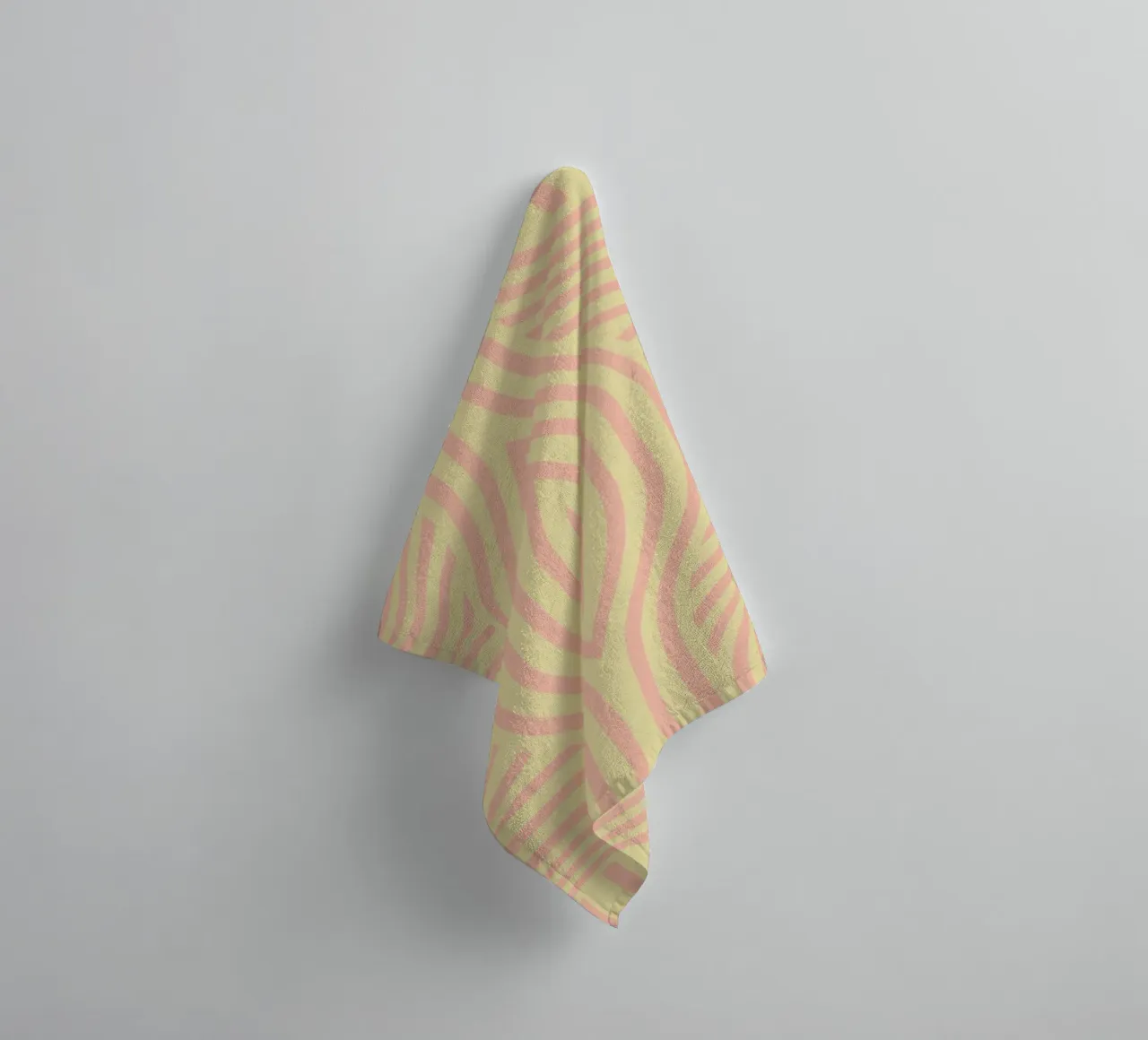 Symmetrical yellow and pink abstract stripe towel by Little Dean