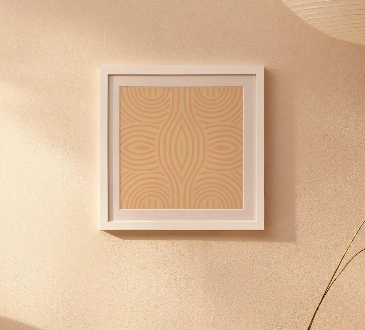 Symmetrical yellow and pink abstract stripe hahnemühle by Little Dean