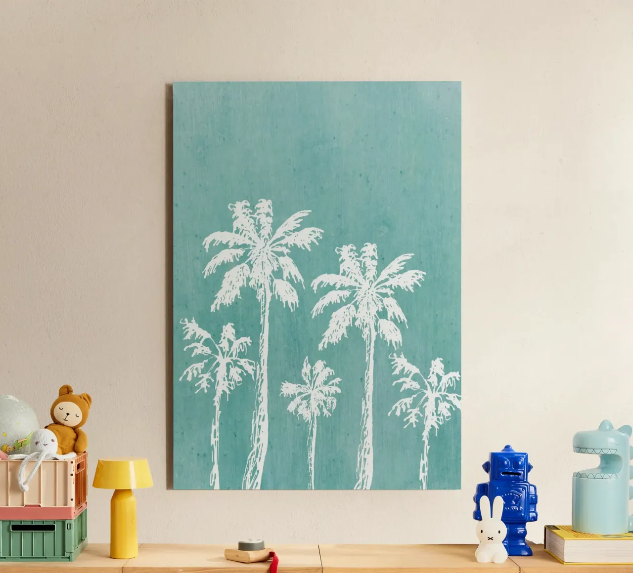 Distressed Palm Trees Print - Coastal Decor, Summer Vibes Ar alu-dibond by ClubArt