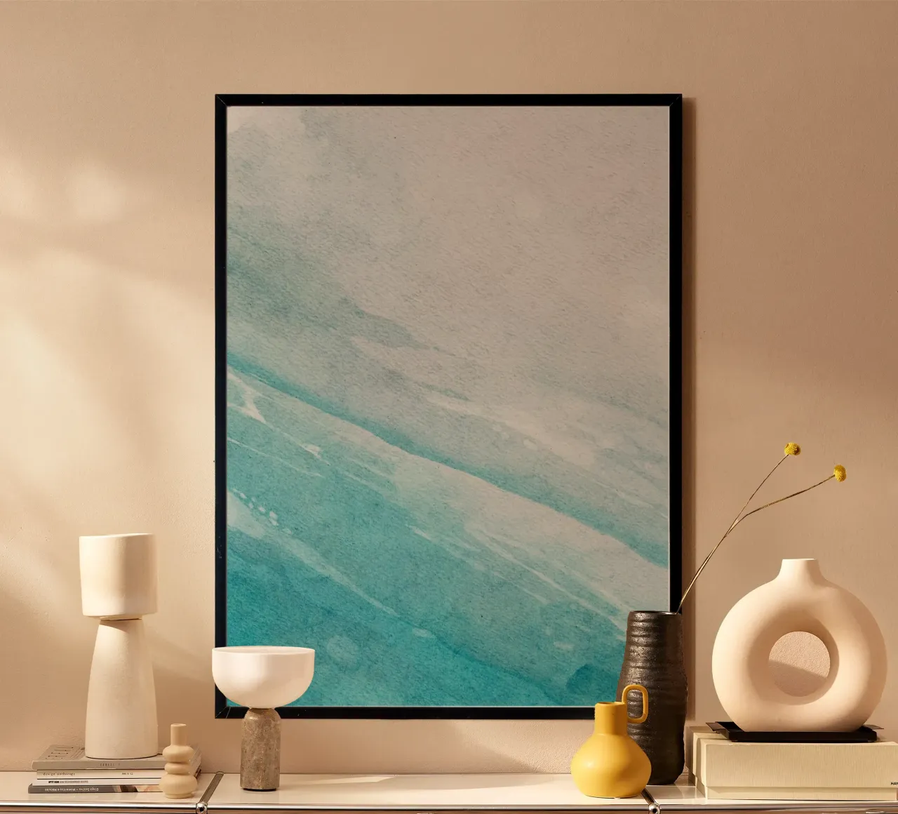 Acquerello astratto sull'oceano - Gradiente blu costiero, Ar... carta hahnemühle da ClubArt