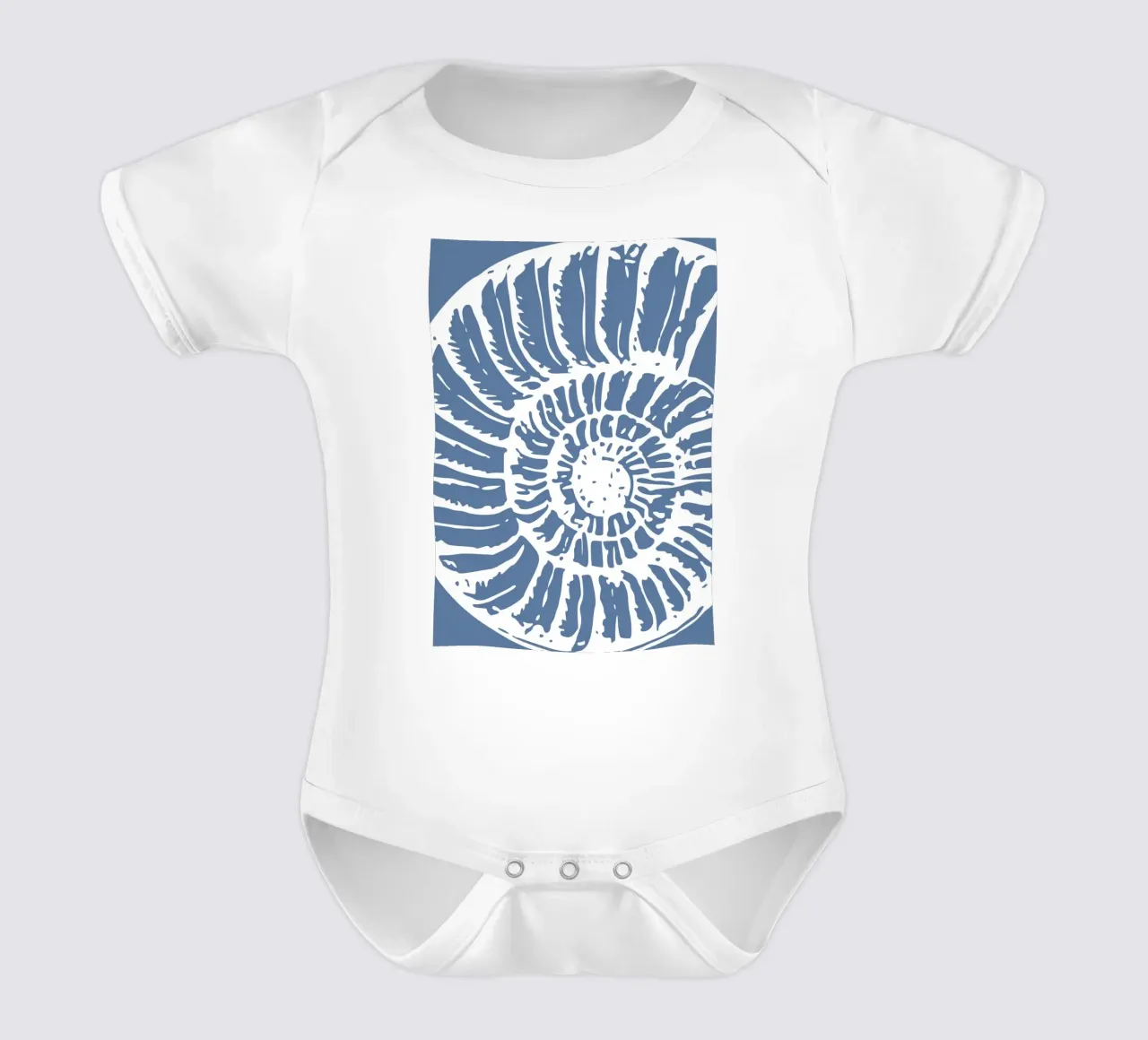 Fossile d'ammonite imprimé - Bleu côtier, art de l'océan ancien body bébé de ClubArt