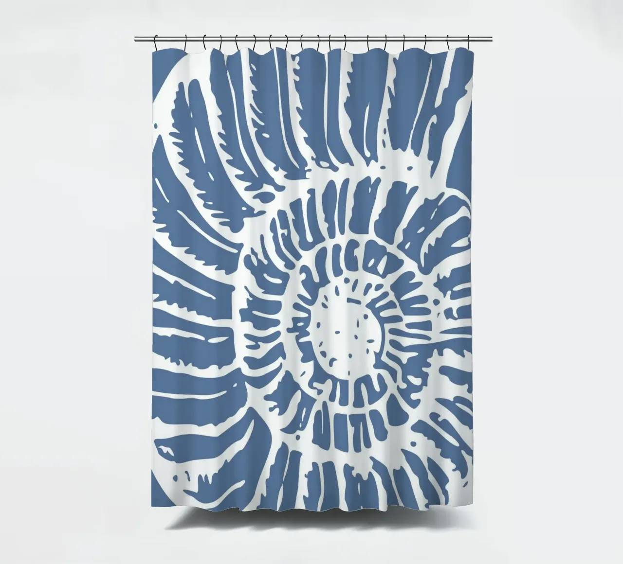 Ammoniet Fossiel Print - Kustblauw, Oude Oceaan Kunst douchegordijn van ClubArt