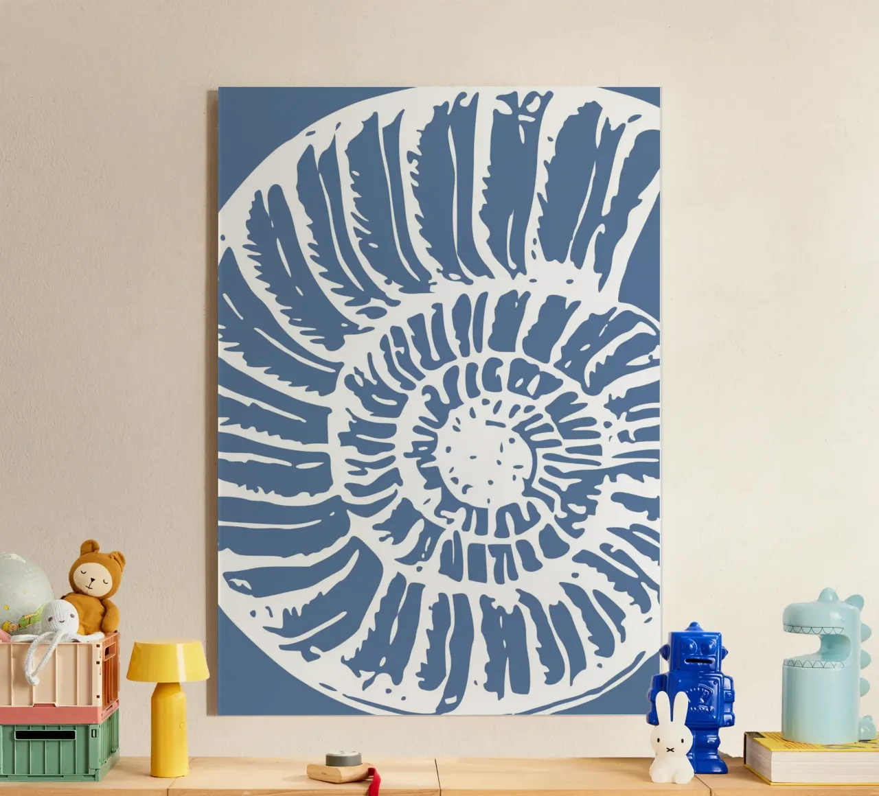 Ammonite Fossil Print - Coastal Blue, Ancient Ocean Art metacrilato de ClubArt