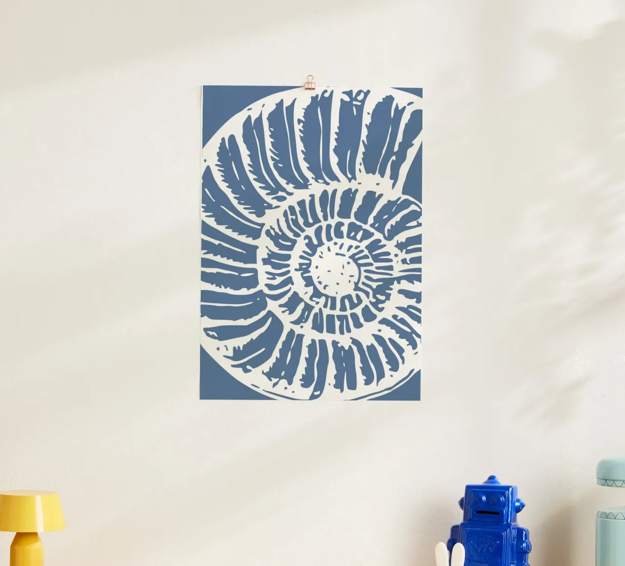 Fossile d'ammonite imprimé - Bleu côtier, art de l'océan ancien hahnemühle de ClubArt