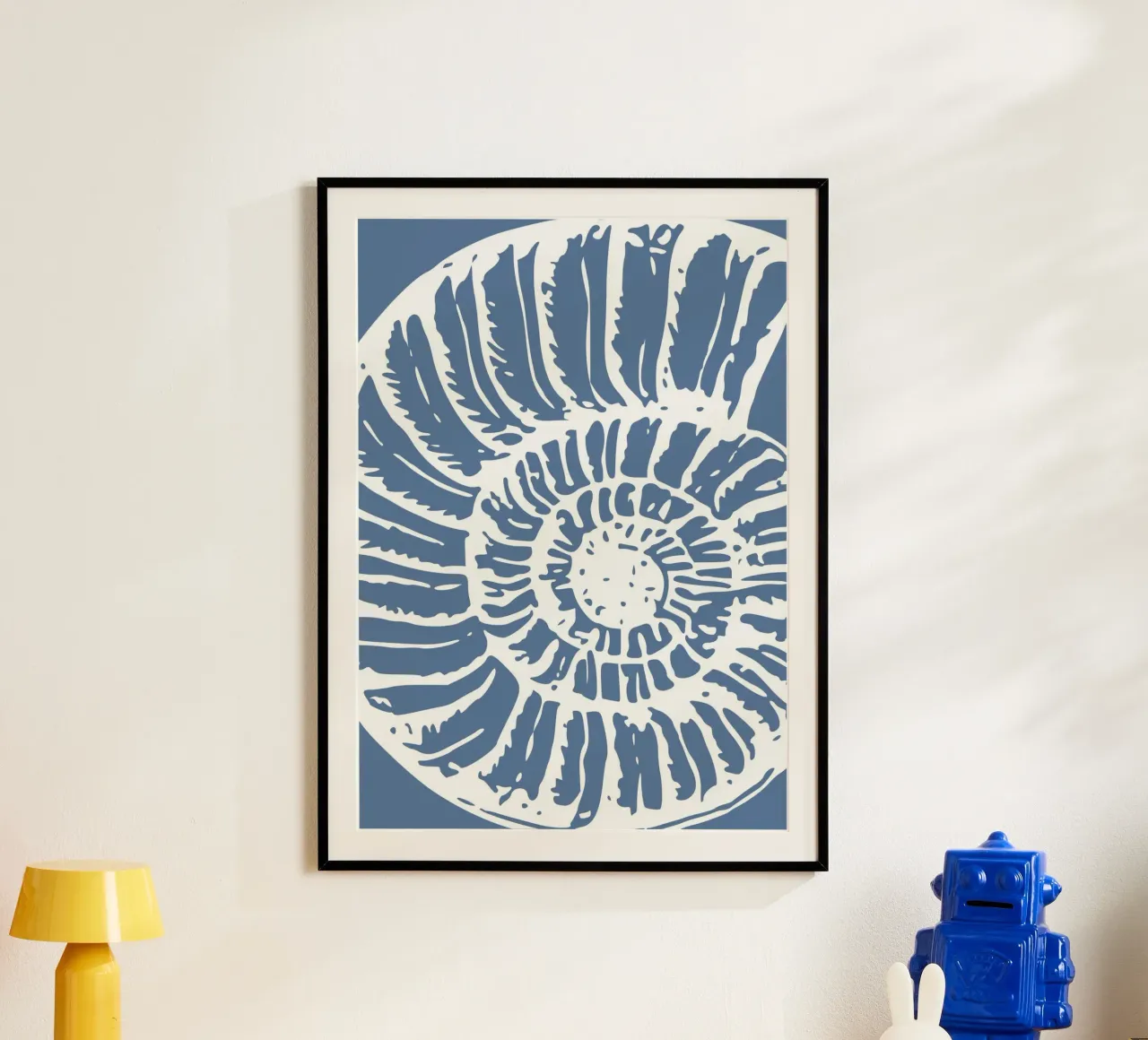 Fossile d'ammonite imprimé - Bleu côtier, art de l'océan ancien hahnemühle de ClubArt