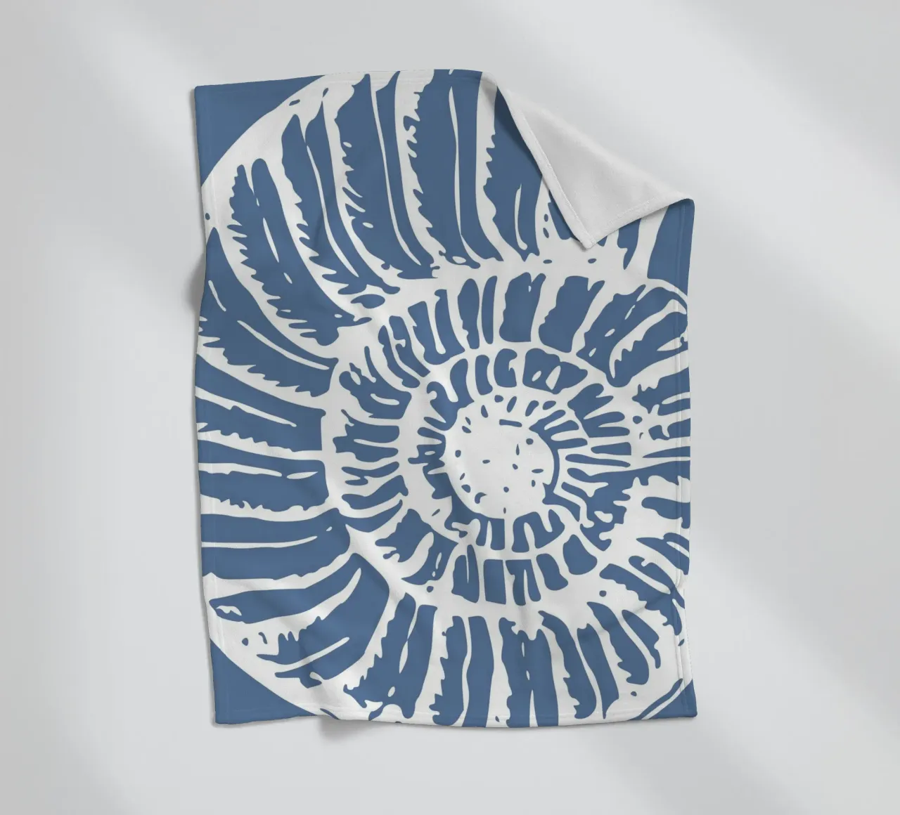 Ammonite Fossil Print - Coastal Blue, Ancient Ocean Art fleece blanket by ClubArt