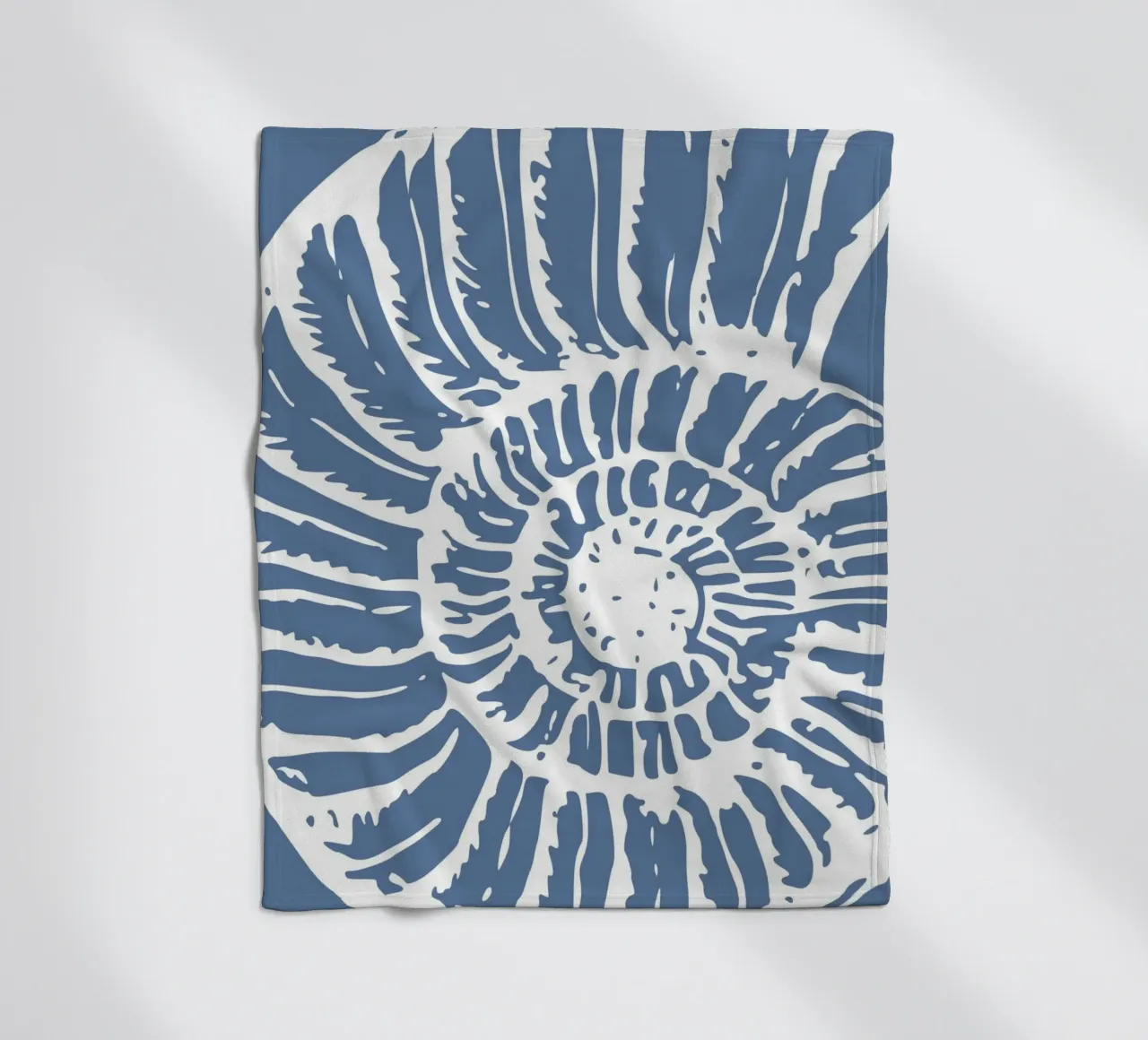 Ammonite Fossil Print - Coastal Blue, Ancient Ocean Art fleece blanket by ClubArt