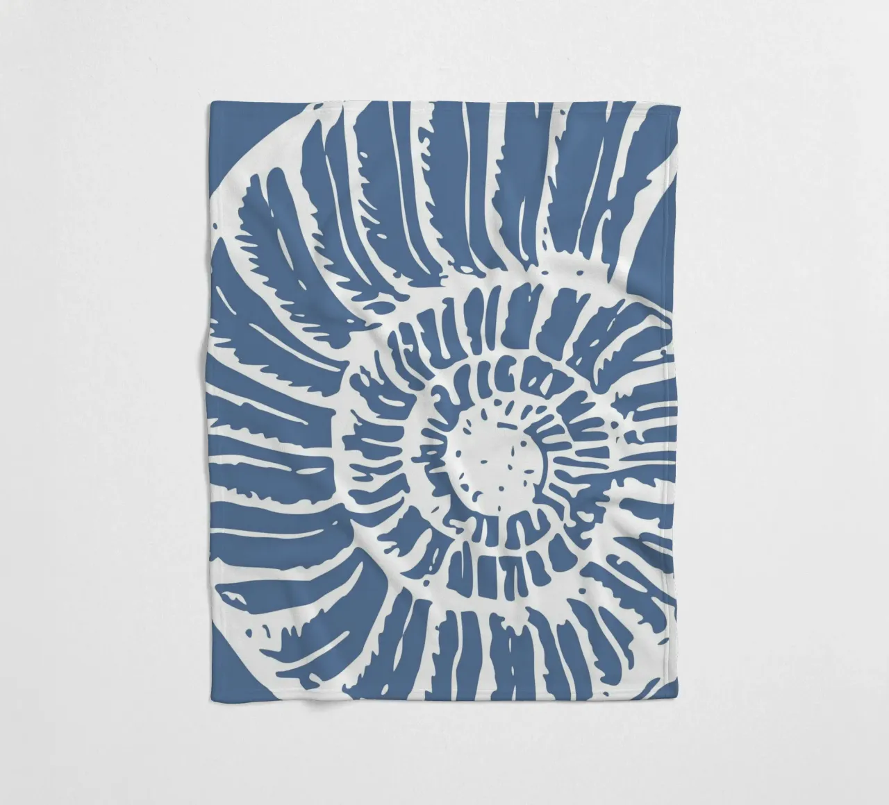 Ammonite Fossil Print - Coastal Blue, Ancient Ocean Art fleece blanket by ClubArt