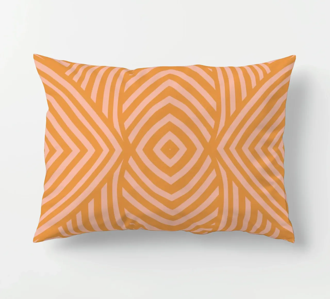 Symmetrical burnt umber pattern decorative cushion by Little Dean
