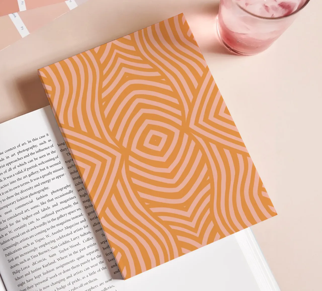 Symmetrical burnt umber pattern notebook by Little Dean