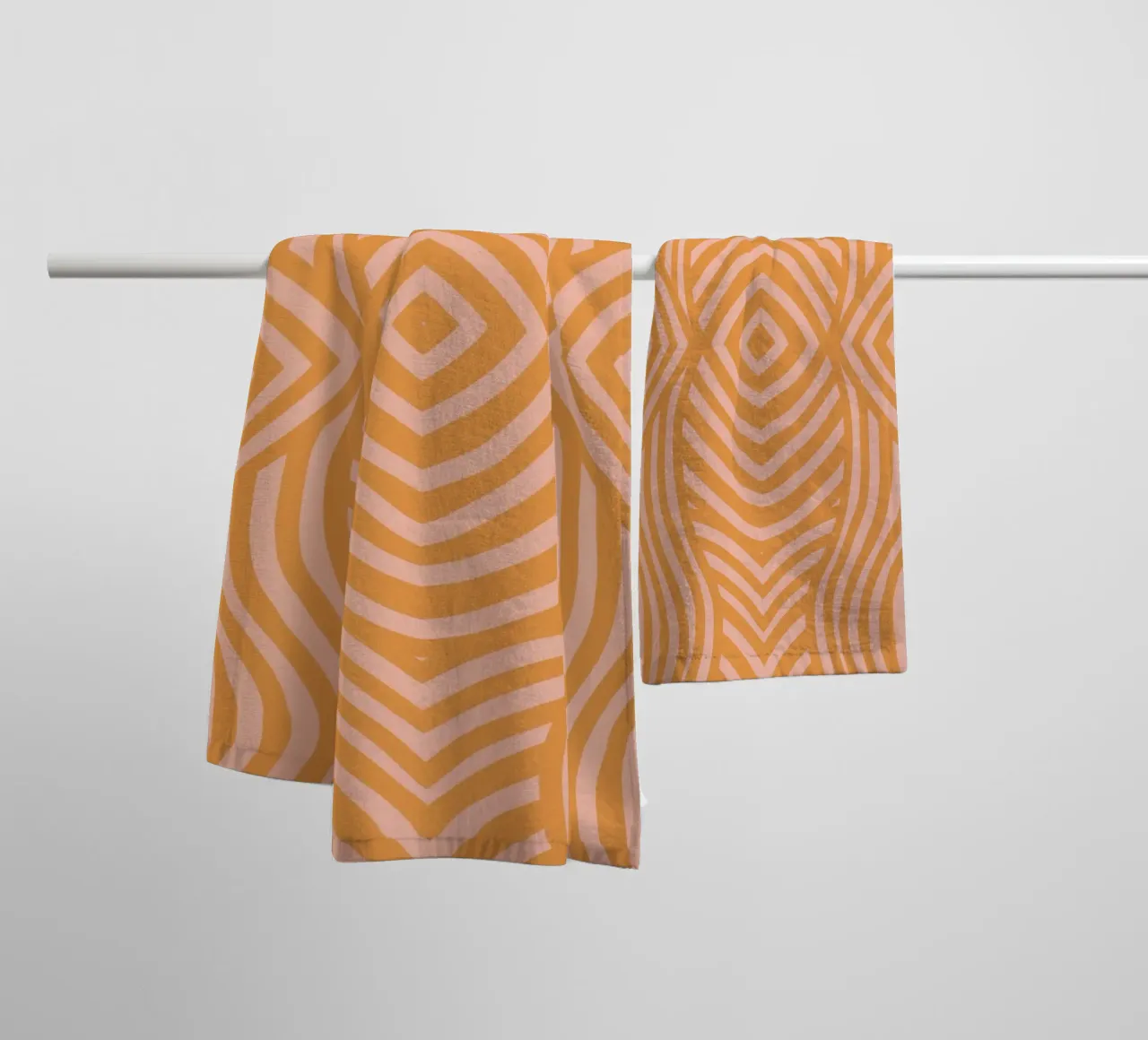 Symmetrical burnt umber pattern towel by Little Dean