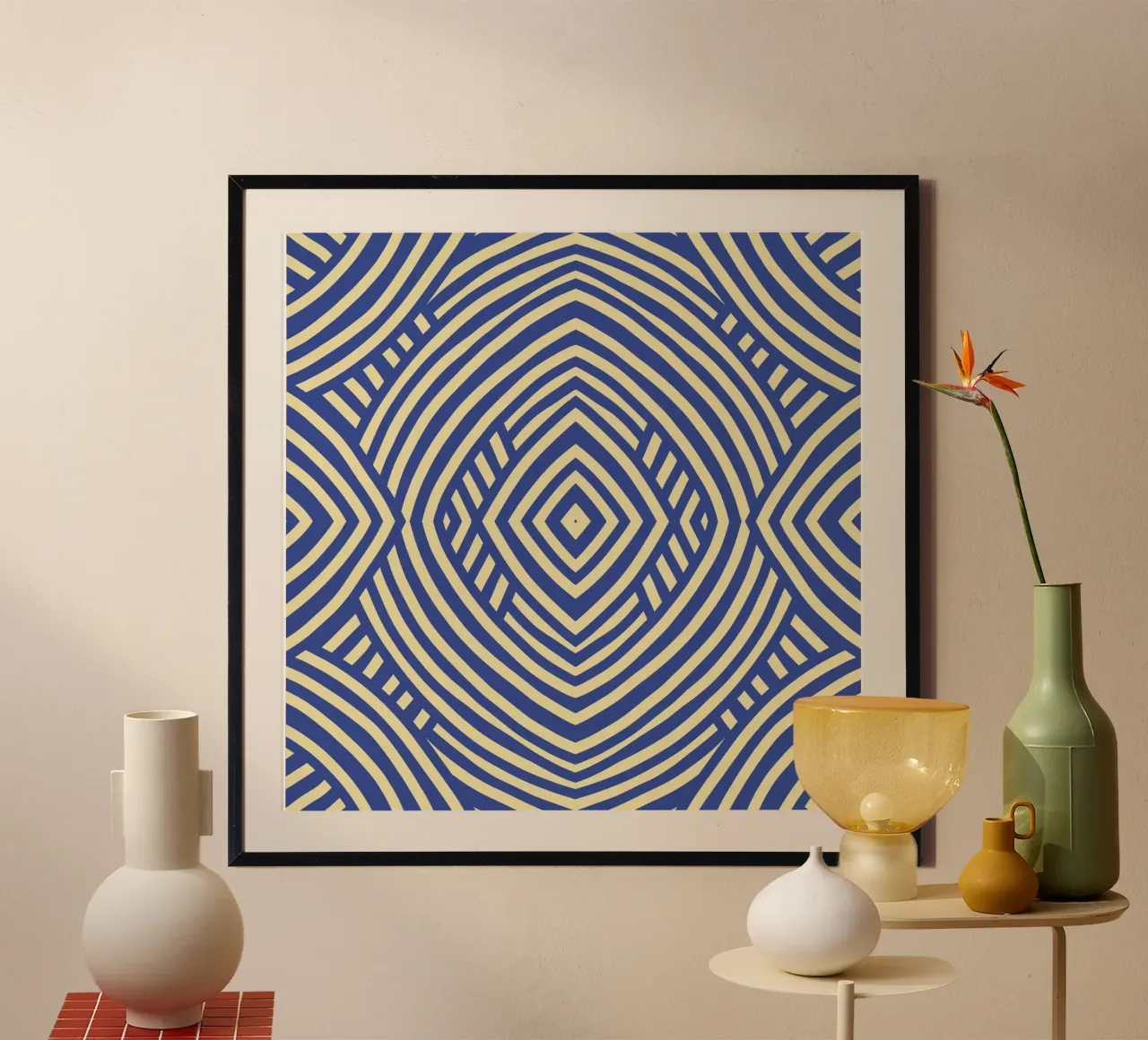 Motif symétrique bleu et jaune hahnemühle de Little Dean