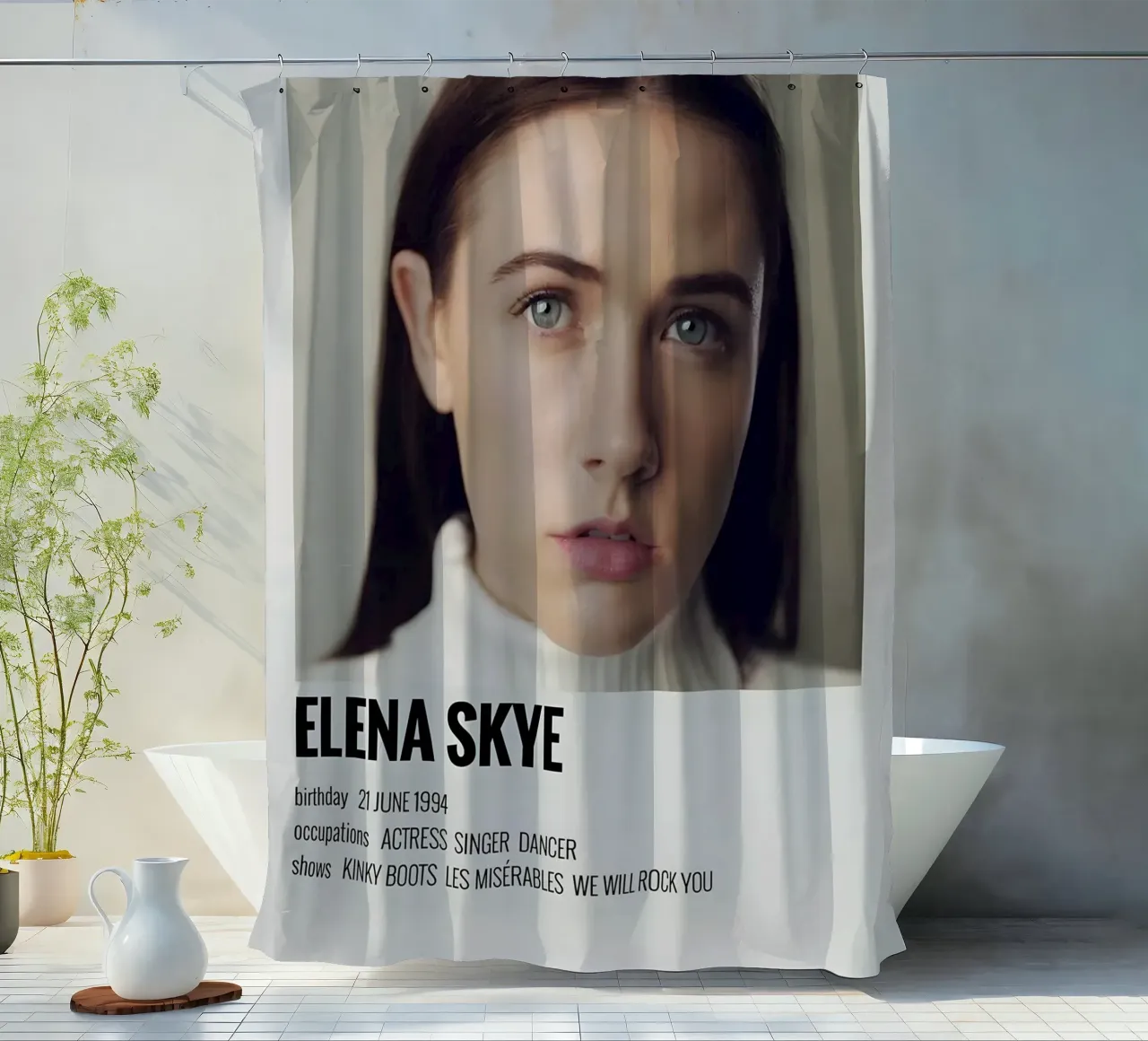 ELENA SKYE shower curtain by MVFminimalist