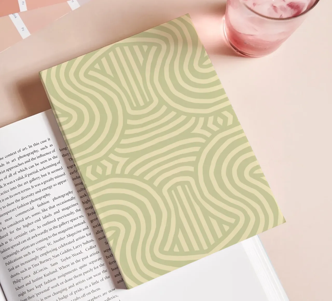 Symmetrical Olive green stripe notebook by Little Dean