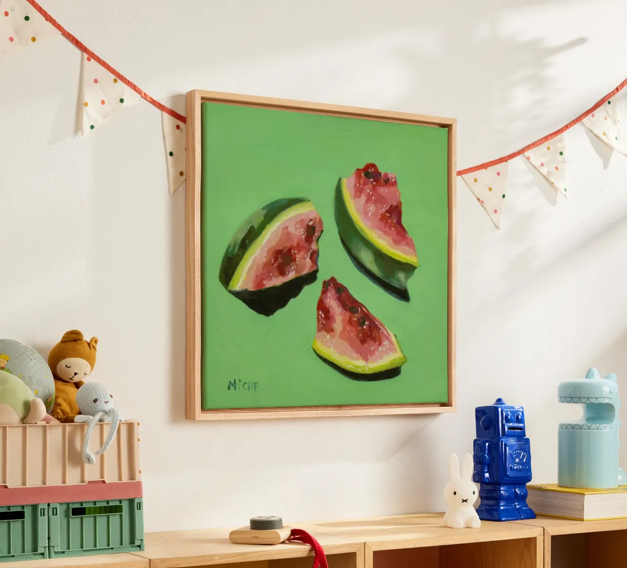 Melon Slices tela con Cornice a cassetta da Miche Watkins