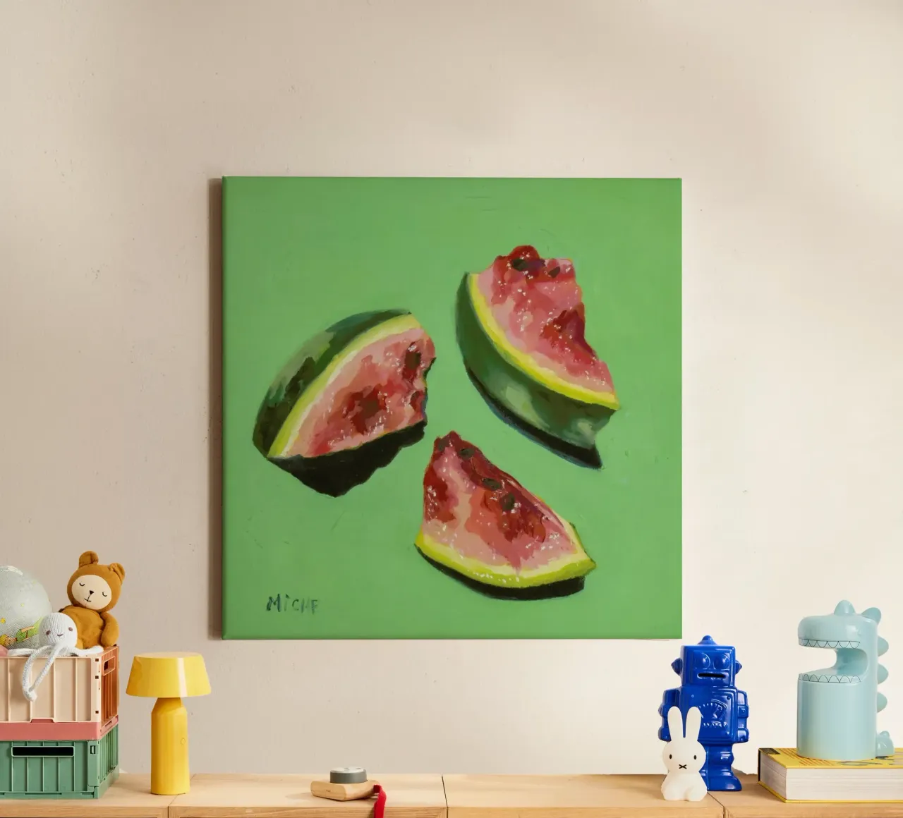 Melon Slices tela con Cornice a cassetta da Miche Watkins