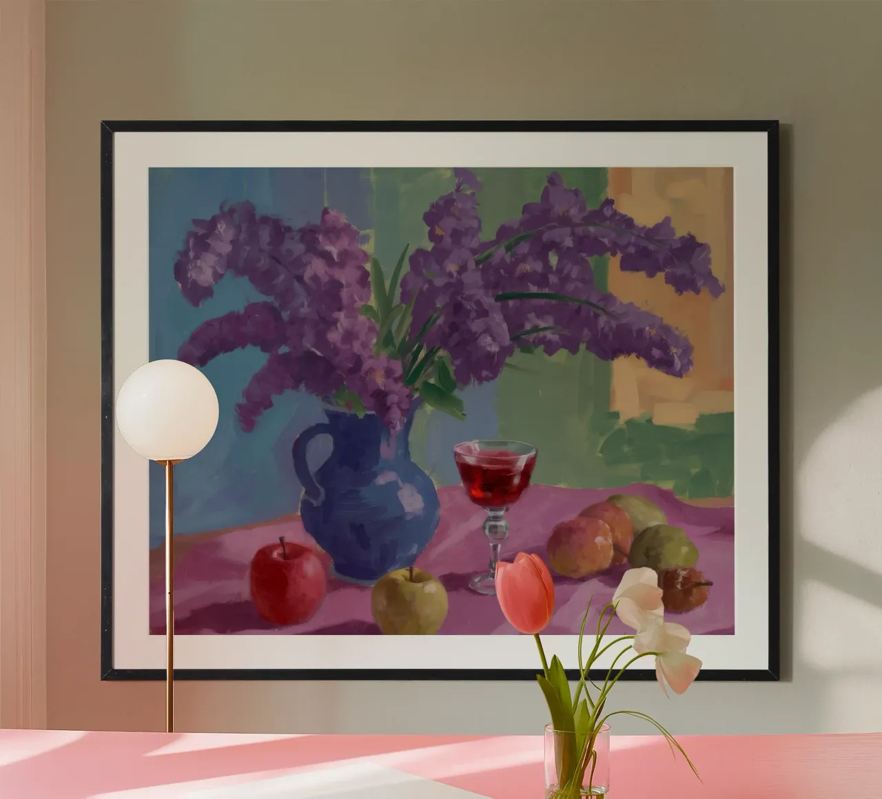 Lila wijnfeest poster met kunststof frame van Celestial Harmony