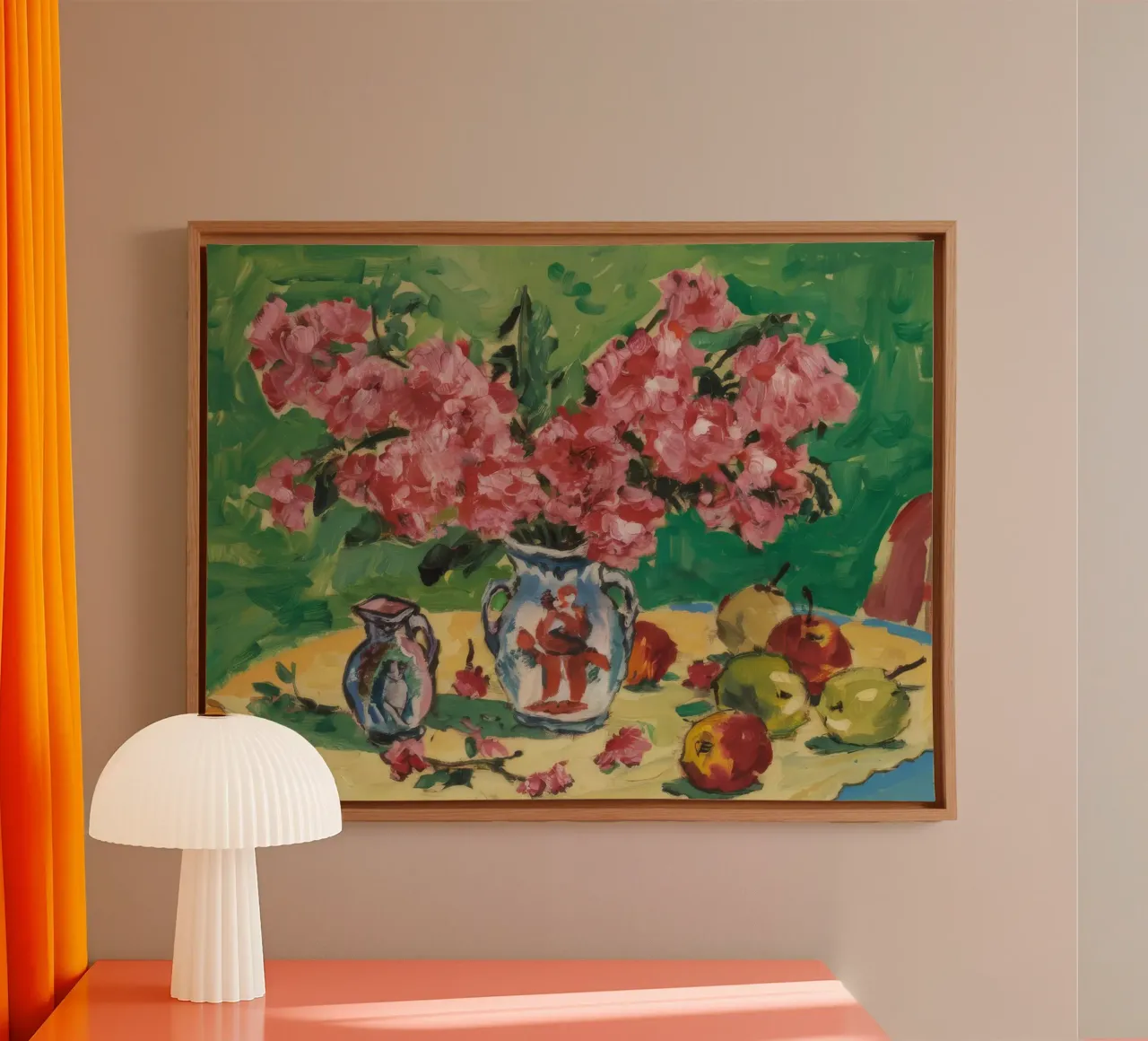 Karmesinrote Zinnblüten Leinwand von Celestial Harmony