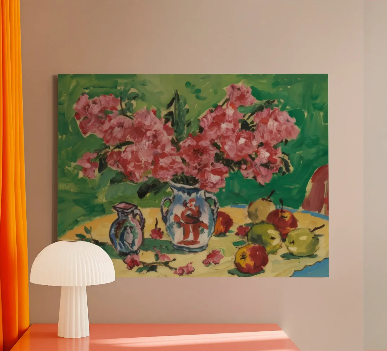 Karmesinrote Zinnblüten Leinwand von Celestial Harmony