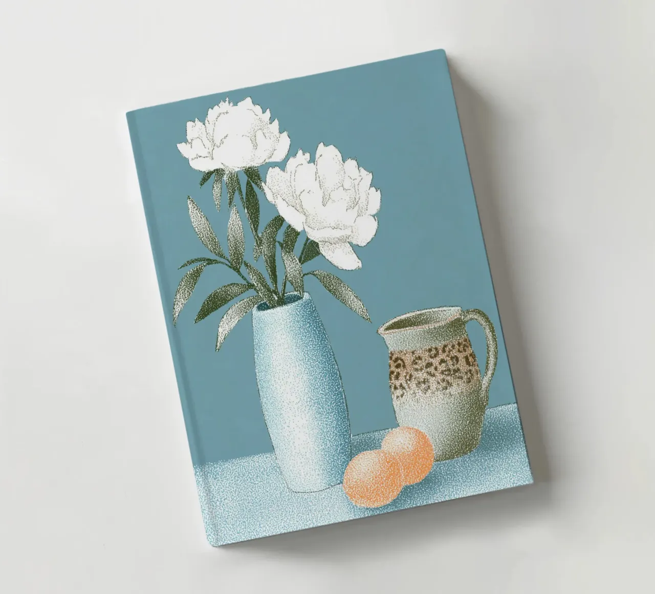 White flowers with leo pattern notebook by Carinaprint