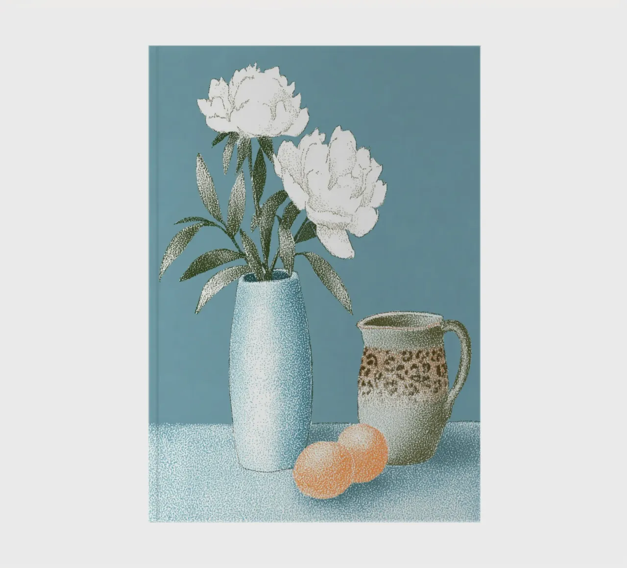White flowers with leo pattern notebook by Carinaprint