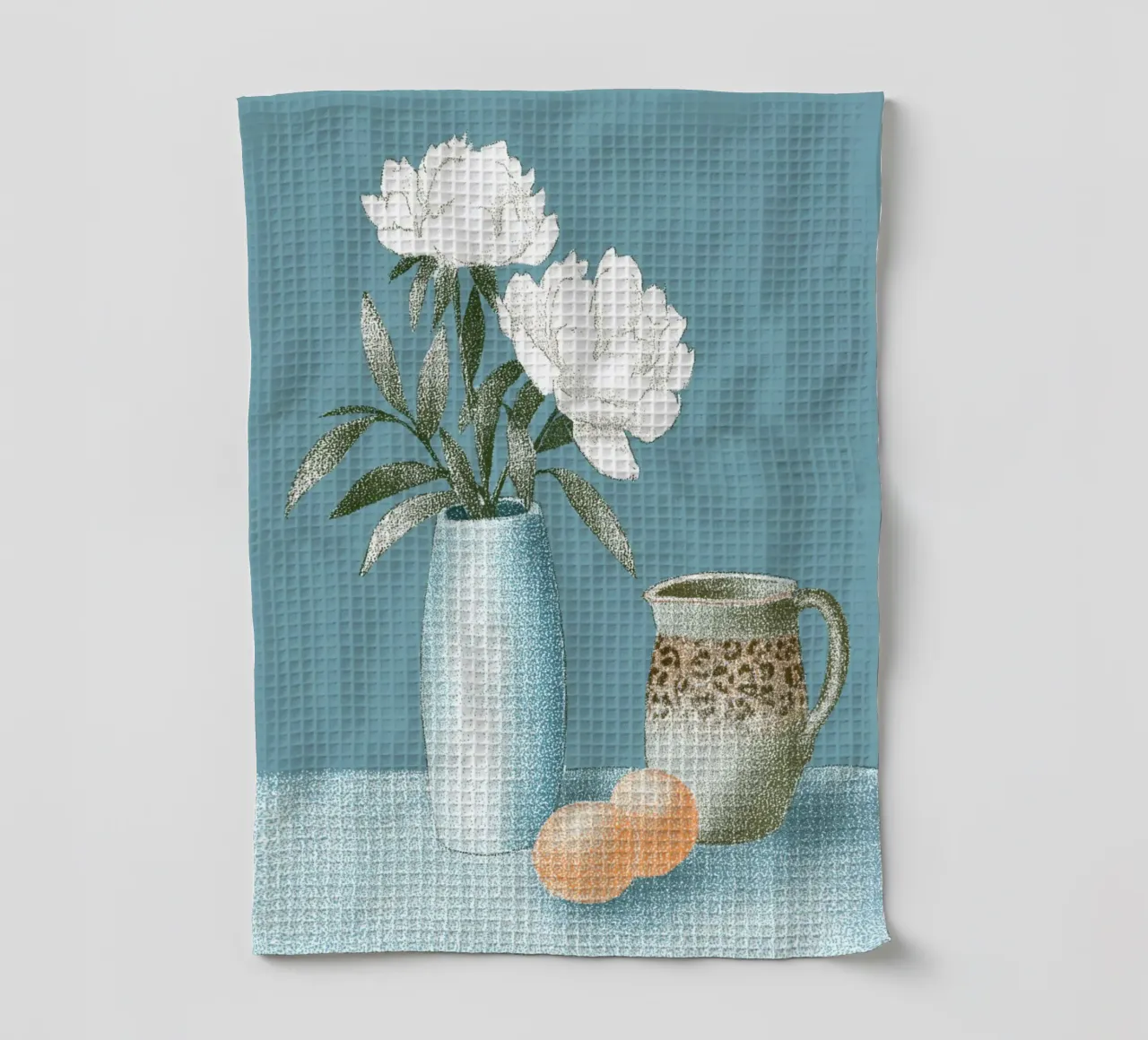 Fleurs blanches avec motif léopard torchon de Carinaprint