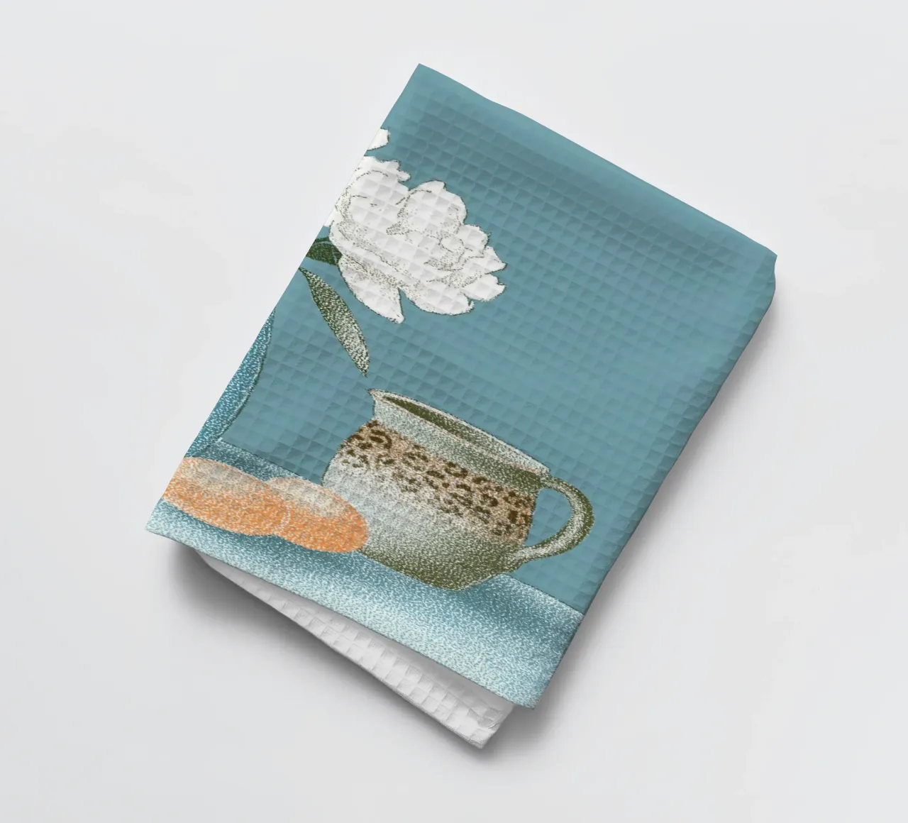 Fleurs blanches avec motif léopard torchon de Carinaprint