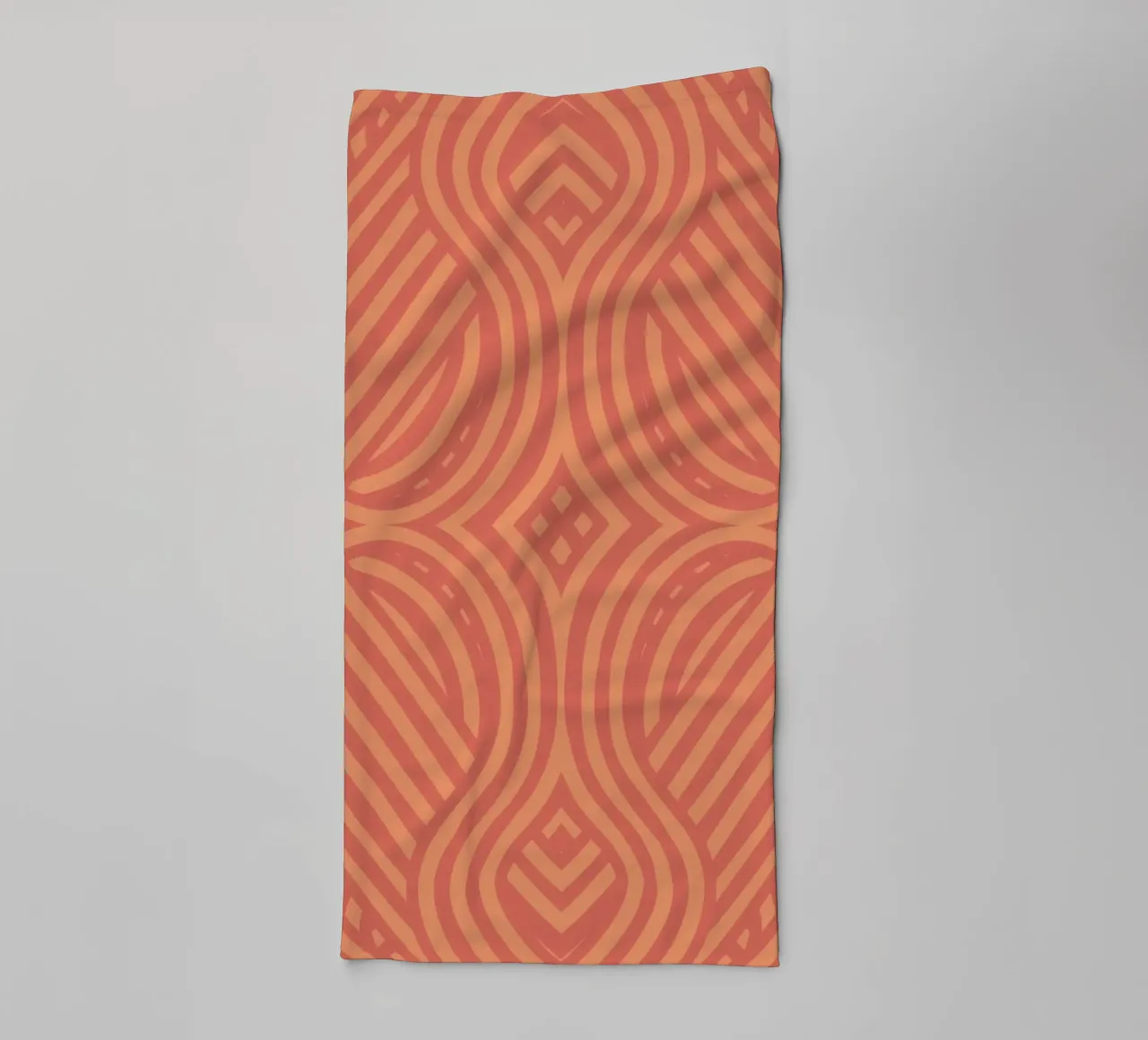 Symmetrical fire red stripe pattern towel by Little Dean