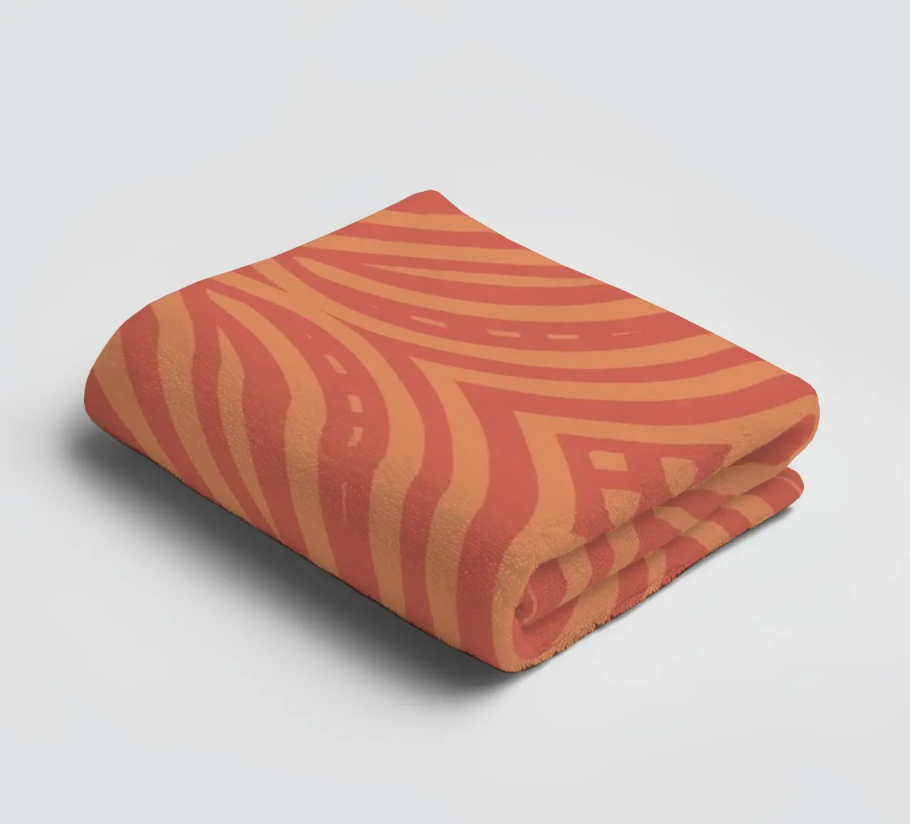 Symmetrical fire red stripe pattern towel by Little Dean
