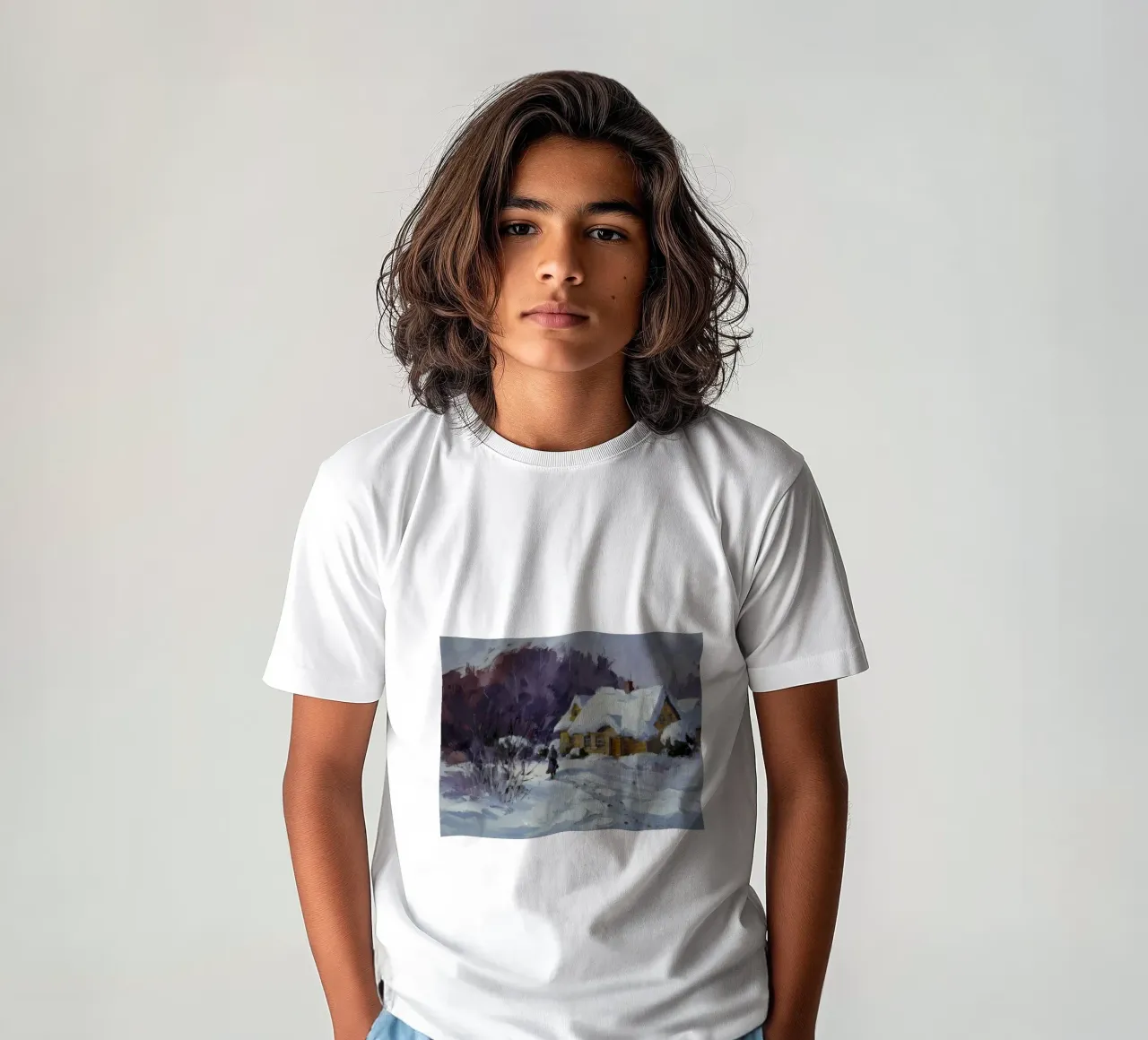 Wintry Path Embrace kids t-shirt by Celestial Harmony
