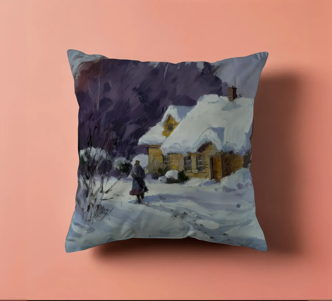 Abbraccio del sentiero invernale cuscino da Celestial Harmony