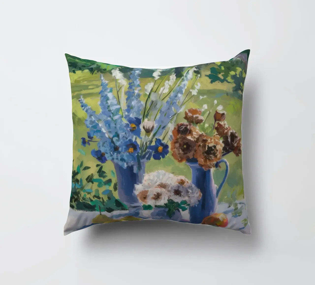 Azure Vase Radiance decorative cushion by Celestial Harmony