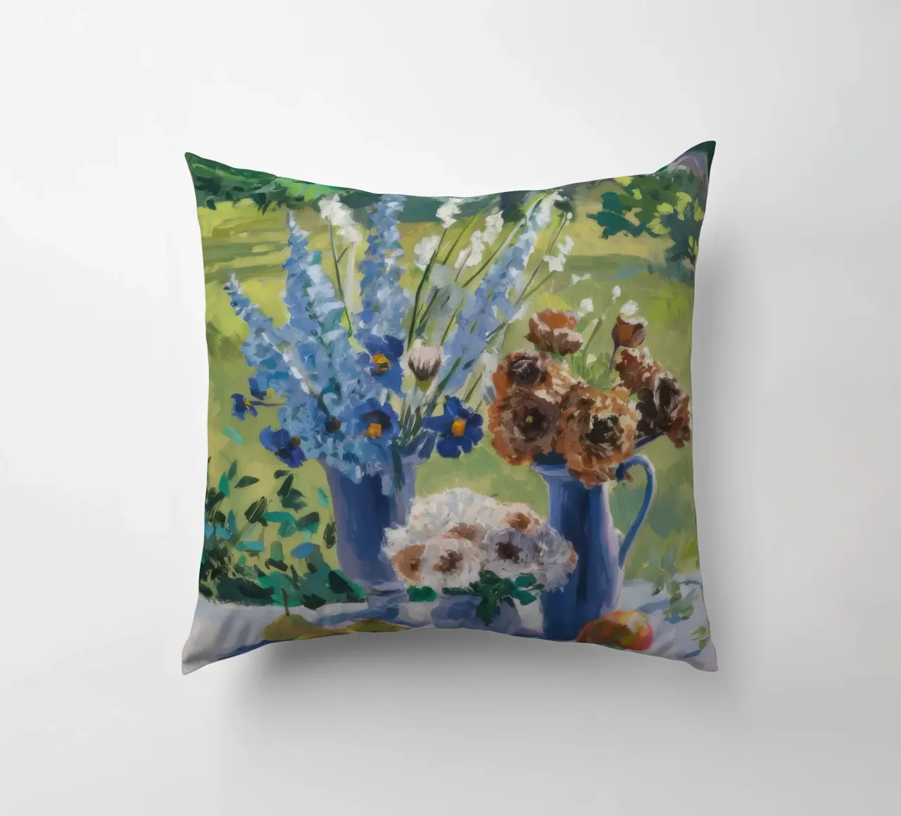 Azure Vase Radiance decorative cushion by Celestial Harmony