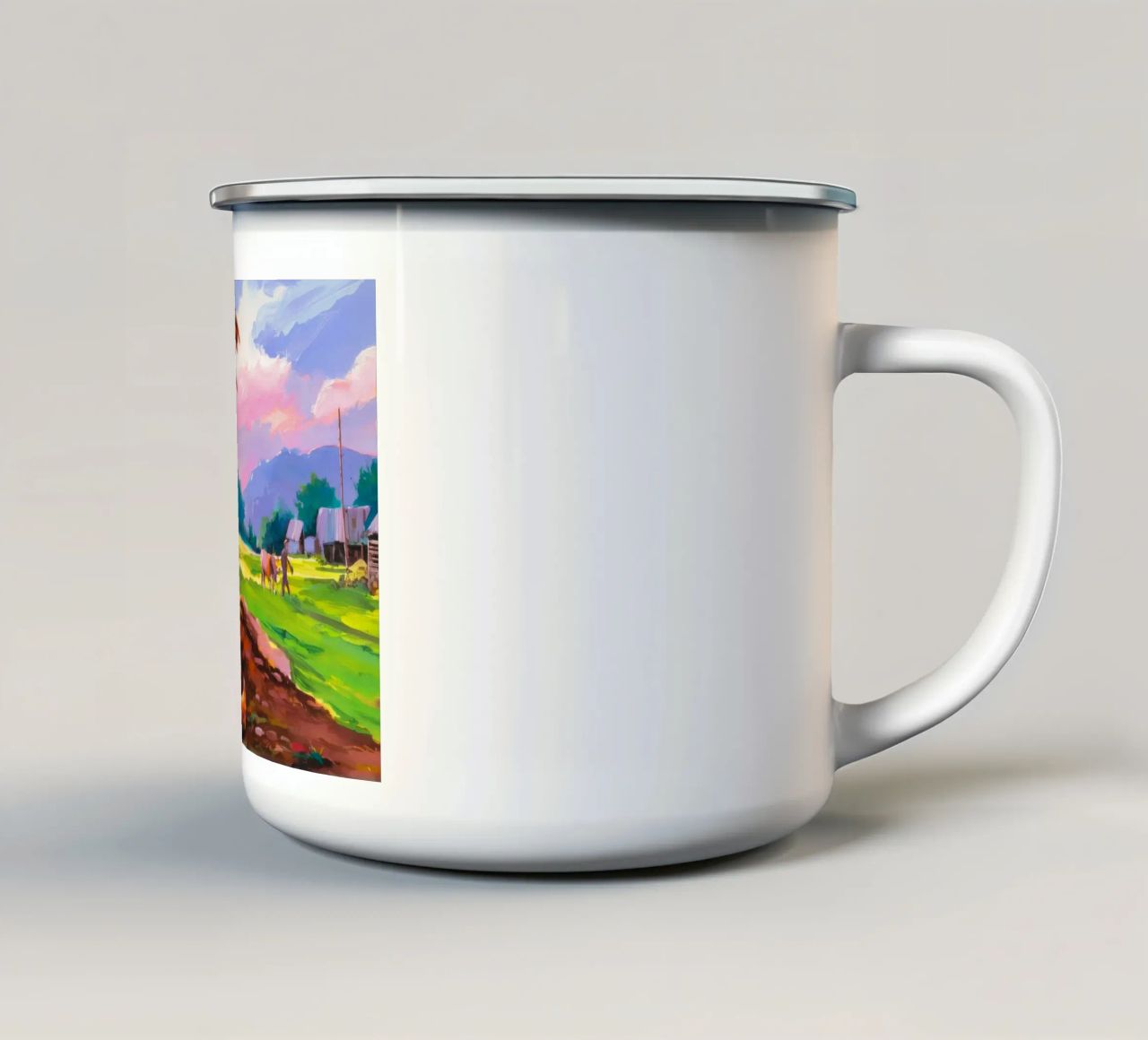 Abbraccio rustico dell'alba tazza in smalto da Celestial Harmony