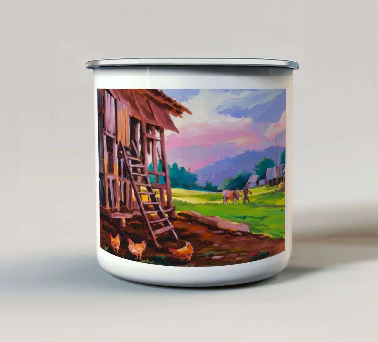 Abbraccio rustico dell'alba tazza in smalto da Celestial Harmony