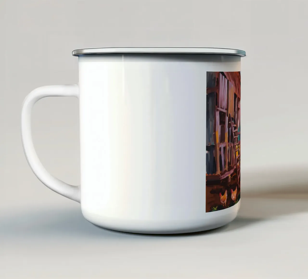 Rústico abrazo del alba taza de esmalte de Celestial Harmony