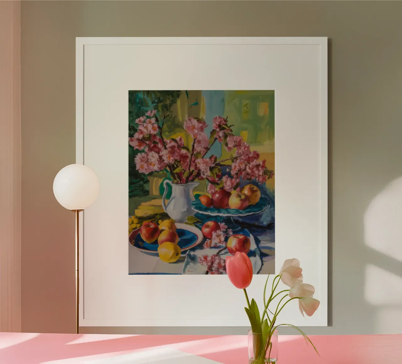 Delizia di fiori di pesco poster con telaio in alluminio da Celestial Harmony