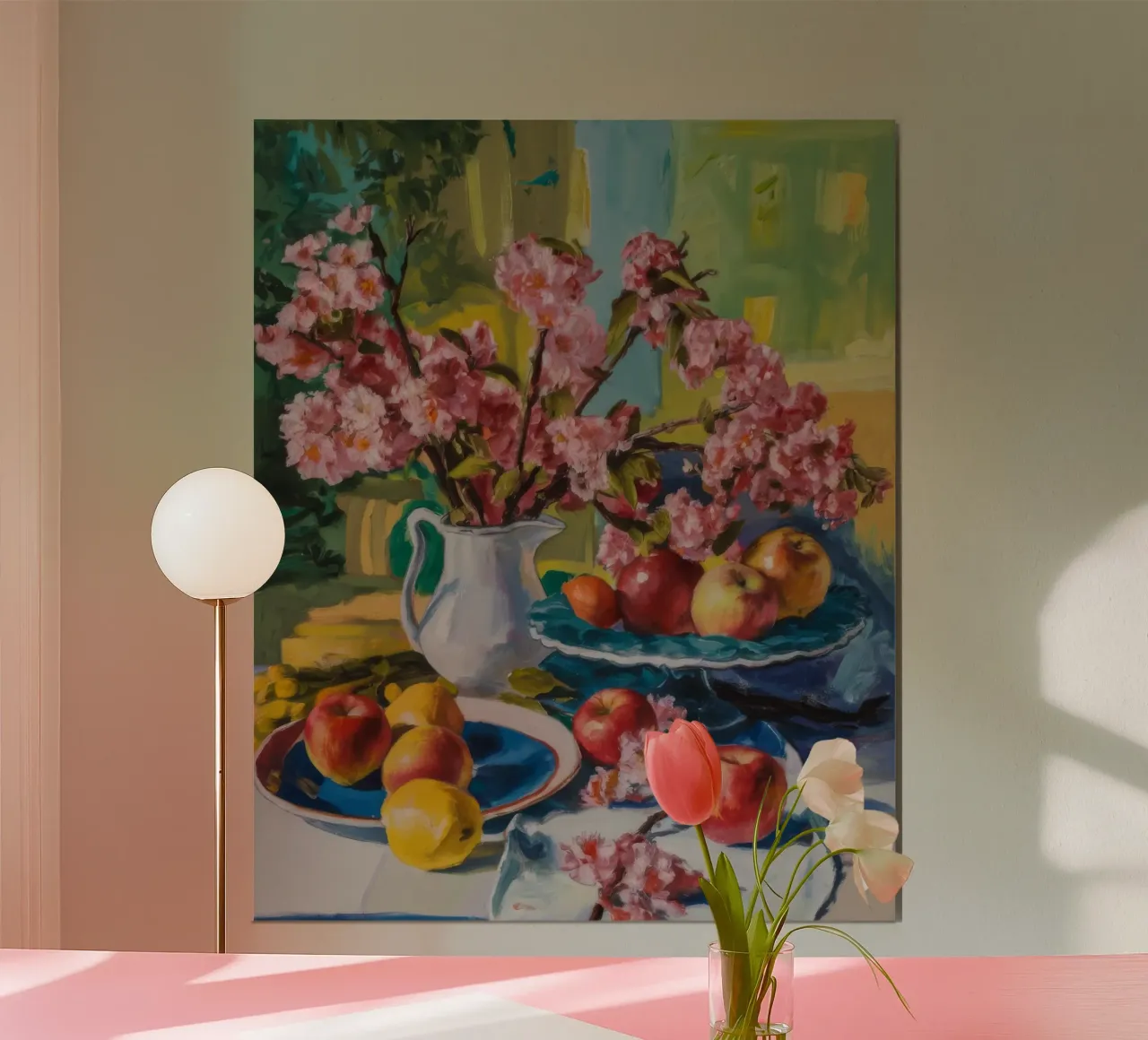 Delizia di fiori di pesco poster con telaio in alluminio da Celestial Harmony