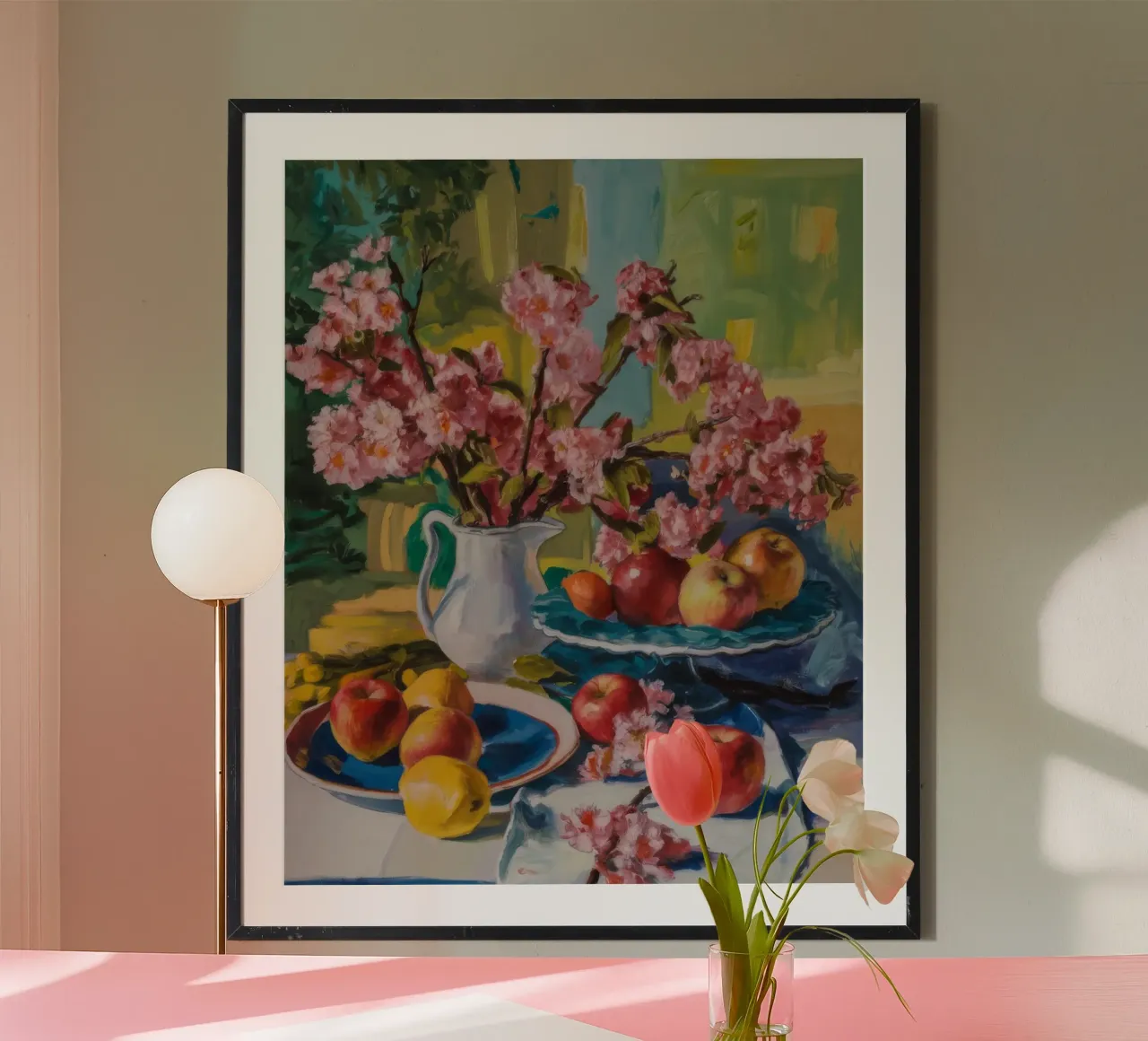 Delizia di fiori di pesco poster con telaio in alluminio da Celestial Harmony