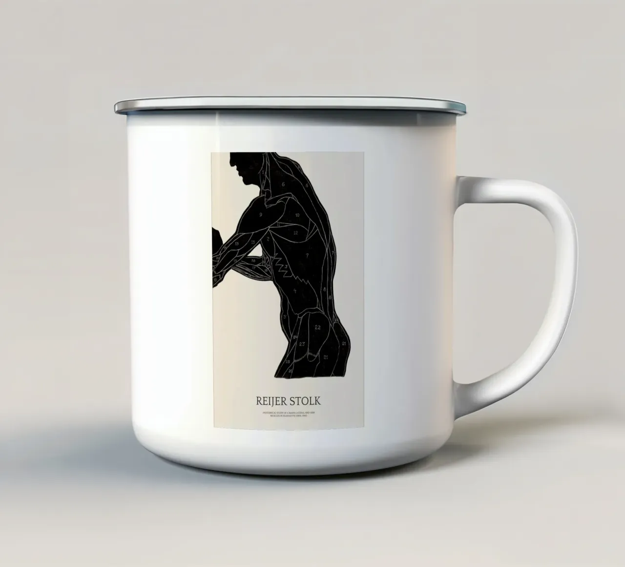 Stolk - Anatomical Study of a Man's Lateral and Arm Muscles tazza in smalto da Vintage by JUNIQE