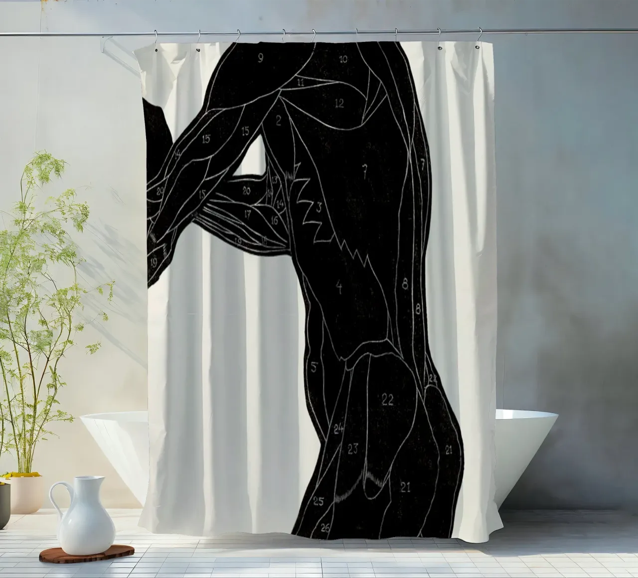 Stolk - Anatomical Study of a Man's Lateral and Arm Muscles shower curtain by Vintage by JUNIQE