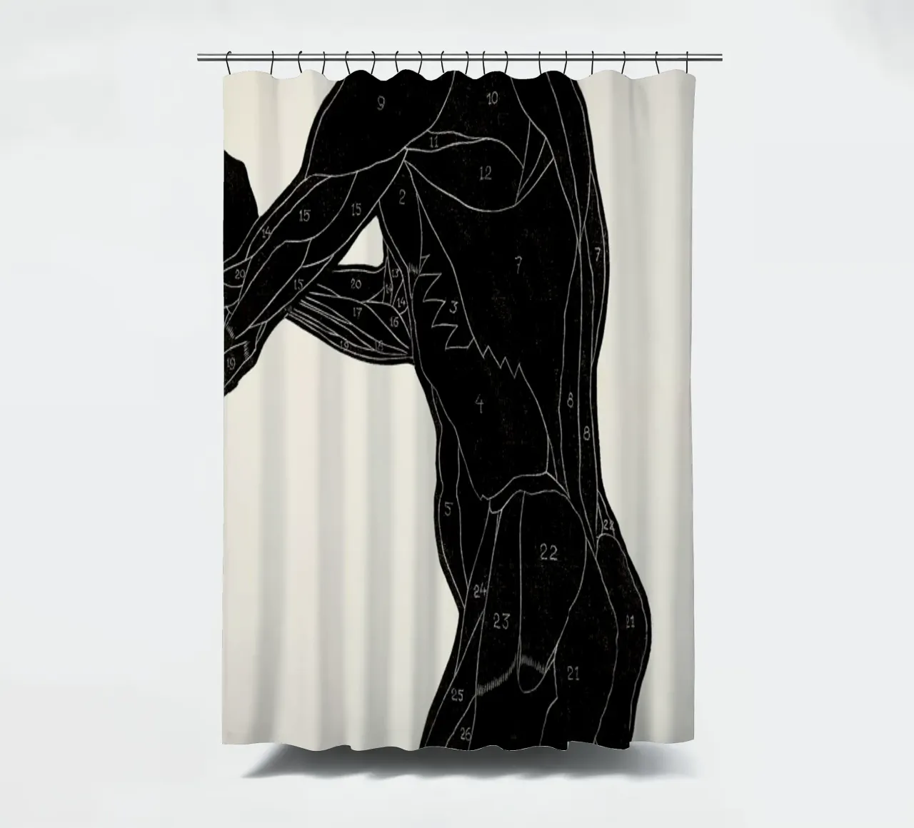 Stolk - Anatomical Study of a Man's Lateral and Arm Muscles shower curtain by Vintage by JUNIQE