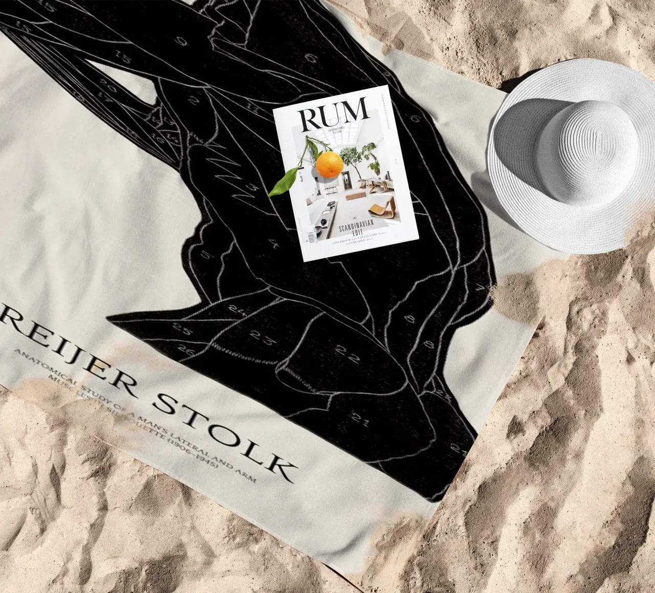 Stolk - Anatomical Study of a Man's Lateral and Arm Muscles beach towel by Vintage by JUNIQE